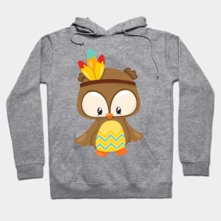 Thanksgiving Owl, Brown Owl, Cute Owl, Feathers Hoodie